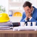 giovane professionista preoccupato per abuso edilizio