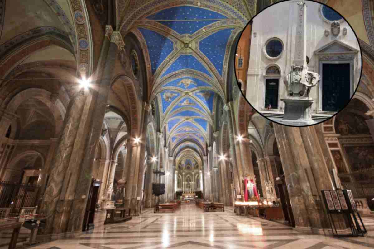 Appena fuori dalla basilica, in Piazza della Minerva, si trova uno dei monumenti più bizzarri di Roma: l’obelisco sorretto da un elefante,